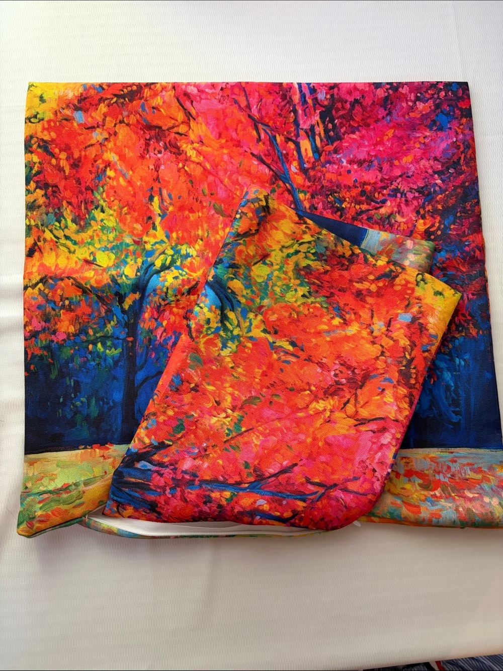 2 shams Vibrant Autumn Trees Pillow Covers- Red, Orange & Blue
16”x 16” - Picture 2 of 2